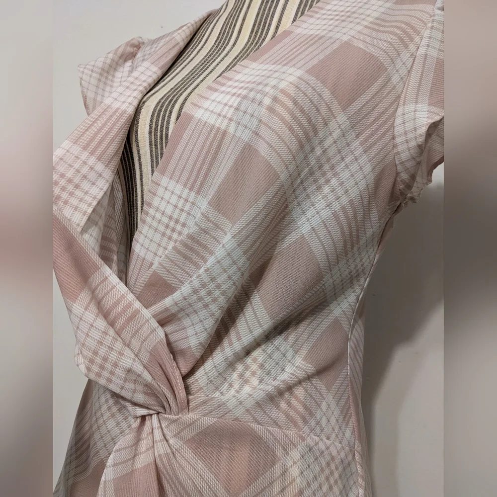 Laundry pink plaid crossover bodice with knot top nwt - Picture 5 of 15